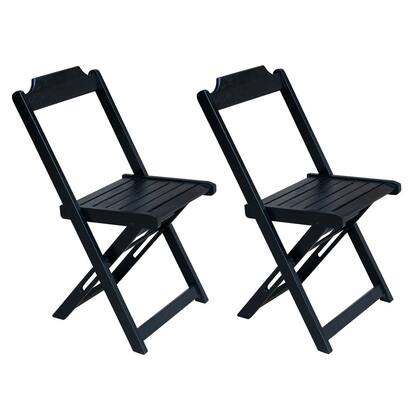 Imagem de Conjunto de Mesa Dobravel com 2 Cadeiras de Madeira 70x70 Pratica - Preto
