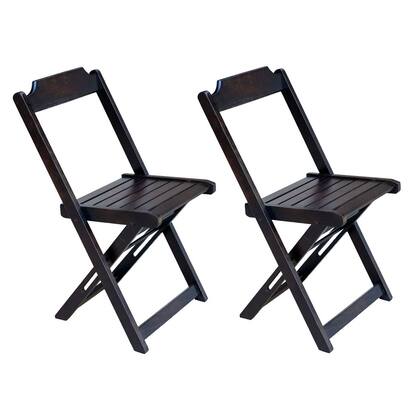 Imagem de Conjunto de Mesa Dobravel com 2 Cadeiras de Madeira 70x70 - Tabaco