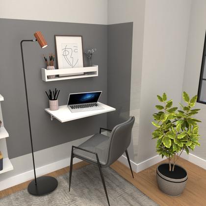 Imagem de Conjunto de Mesa Dobrável e Prateleira para Home Office ou Escritório