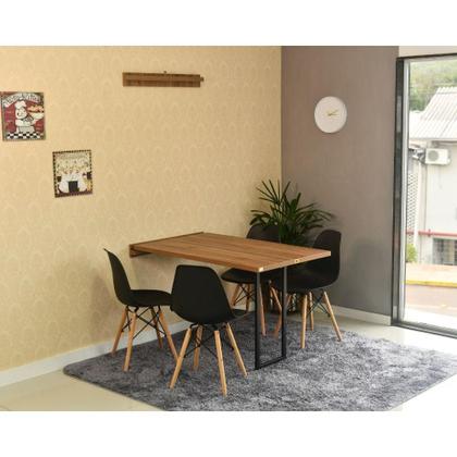 Imagem de Conjunto de Mesa Dobrável Retrátil 120 x 75 Noronha + 4 Cadeiras Eiffel - Preta