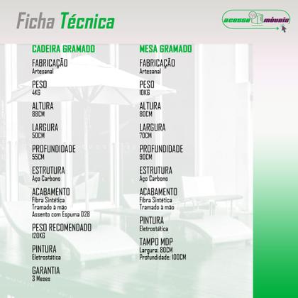 Imagem de Conjunto de Mesa e 4 Cadeiras Gramado para Área Externa e Interna
