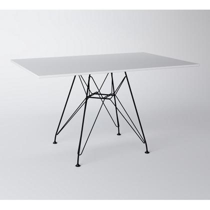 Imagem de Conjunto De Mesa Eames Eiffel De Ferro Preto Tampo Branco 120x75 4 Cadeiras Ferro Preta Assento Branco