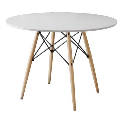 Imagem de Conjunto de Mesa Eiffel Redondo Tampo de Madeira 110cm Branco com 4 Cadeiras Katrina Branca Assento 