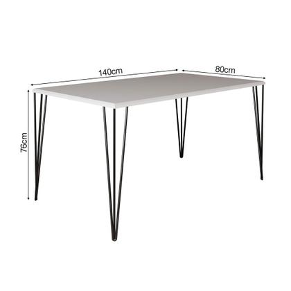 Imagem de Conjunto de Mesa Elen Retangular Tampo de Madeira 140x80cm Branco com 4 Cadeiras Katrina Vermelha As
