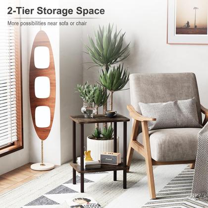 Imagem de Conjunto de mesa final Apicizon 2 camadas de carvalho rústico 40x30x52 cm