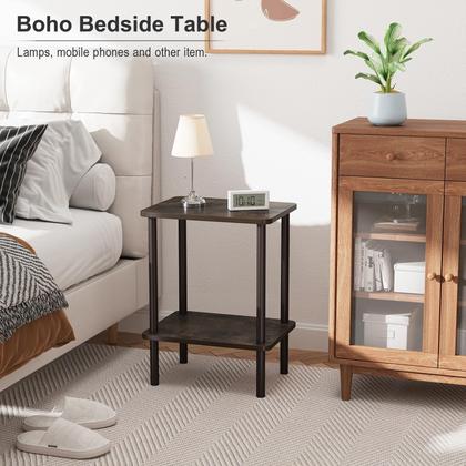 Imagem de Conjunto de mesa final Apicizon 2 camadas de carvalho rústico 40x30x52 cm