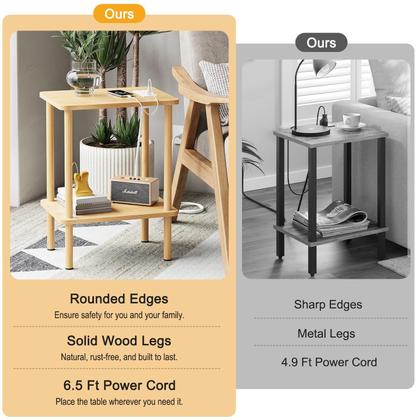 Imagem de Conjunto de mesa final Apicizon de 2 camadas com carregamento USB, 40x30x52 cm