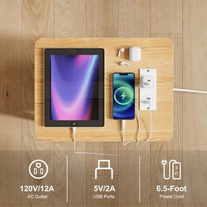 Imagem de Conjunto de mesa final Apicizon de 2 camadas com carregamento USB, 40x30x52 cm