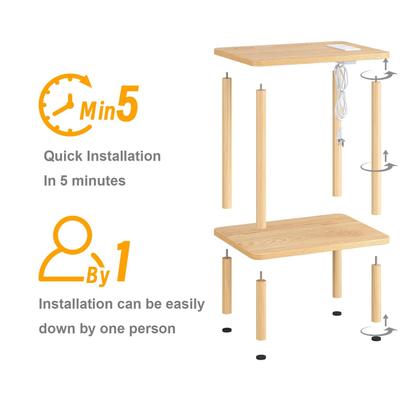 Imagem de Conjunto de mesa final Apicizon de 2 camadas com carregamento USB, 40x30x52 cm