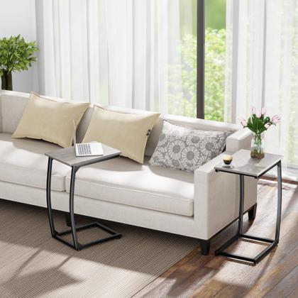 Imagem de Conjunto de mesa final LAKEMID em forma de C Lvory para sofá com pernas curvas