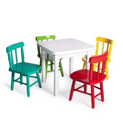 Imagem de Conjunto De Mesa Infantil 60x60 Com 4 Cadeiras Colorido I - JM Móveis