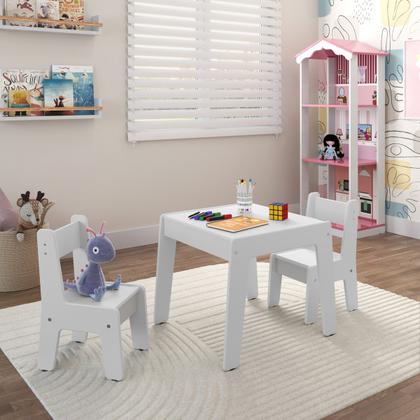 Imagem de Conjunto de Mesa Infantil com 2 Cadeiras Diana Branco Brilho