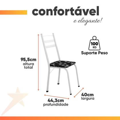 Imagem de Conjunto De Mesa Itália Com 4 Cadeiras 1,20m Artefamol Branco/ Granito