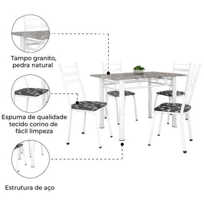 Conjunto De Mesa Itália Com 4 Cadeiras 1,20m Artefamol Branco/ Granito Imagem de Conjunto De Mesa Itália Com 4 Cadeiras 1,20m Artefamol Branco/ Granito