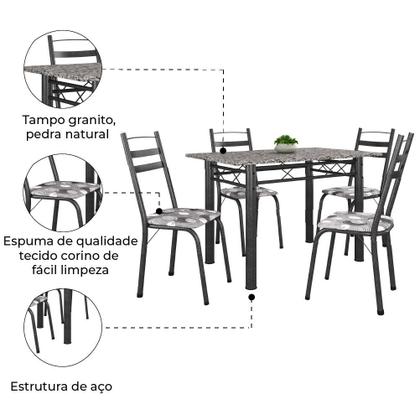 Conjunto De Mesa Itália Com 4 Cadeiras 1,20m Artefamol Dark / Granito Imagem de Conjunto De Mesa Itália Com 4 Cadeiras 1,20m Artefamol Dark / Granito