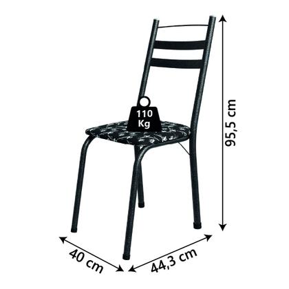 Conjunto De Mesa Itália Com 4 Cadeiras 1,20m Preto / Floral Granito Artefamol Imagem de Conjunto De Mesa Itália Com 4 Cadeiras 1,20m Preto / Floral Granito Artefamol