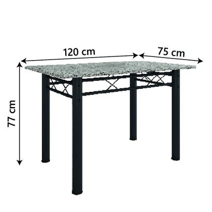 Conjunto De Mesa Itália Com 4 Cadeiras 1,20m Preto / Floral Granito Artefamol Imagem de Conjunto De Mesa Itália Com 4 Cadeiras 1,20m Preto / Floral Granito Artefamol