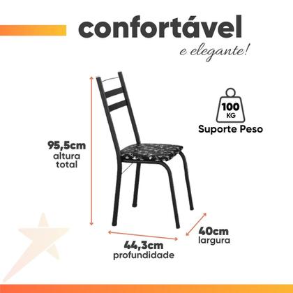 Imagem de Conjunto De Mesa Itália Com 4 Cadeiras 1,20m Preto / Floral Granito Artefamol