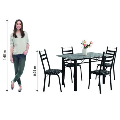 Conjunto De Mesa Itália Com 4 Cadeiras 1,20m Preto / Floral Granito Artefamol Imagem de Conjunto De Mesa Itália Com 4 Cadeiras 1,20m Preto / Floral Granito Artefamol