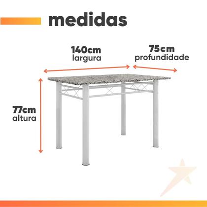 Imagem de Conjunto De Mesa Itália Com 6 Cadeiras 1,40m Artefamol Granito / Branco