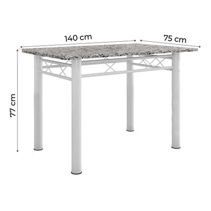 Conjunto De Mesa Itália Com 6 Cadeiras 1,40m Artefamol Granito / Branco Imagem de Conjunto De Mesa Itália Com 6 Cadeiras 1,40m Artefamol Granito / Branco