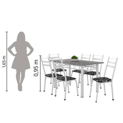 Conjunto De Mesa Itália Com 6 Cadeiras 1,40m Artefamol Granito / Branco Imagem de Conjunto De Mesa Itália Com 6 Cadeiras 1,40m Artefamol Granito / Branco