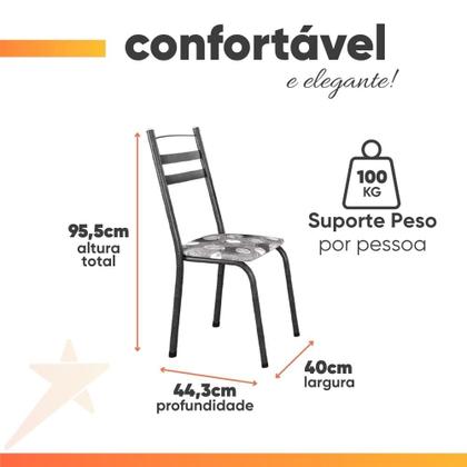 Imagem de Conjunto De Mesa Itália Com 6 Cadeiras 1,40m Artefamol Granito / Dark