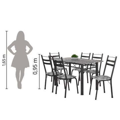 Conjunto De Mesa Itália Com 6 Cadeiras 1,40m Artefamol Granito / Dark Imagem de Conjunto De Mesa Itália Com 6 Cadeiras 1,40m Artefamol Granito / Dark