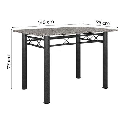 Conjunto De Mesa Itália Com 6 Cadeiras 1,40m Artefamol Granito / Dark Imagem de Conjunto De Mesa Itália Com 6 Cadeiras 1,40m Artefamol Granito / Dark