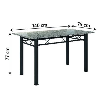 Conjunto De Mesa Itália Com 6 Cadeiras 1,40m Preto/Floral Granito Artefamol Imagem de Conjunto De Mesa Itália Com 6 Cadeiras 1,40m Preto/Floral Granito Artefamol