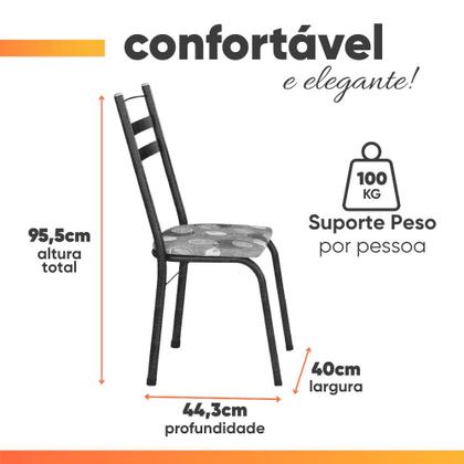 Imagem de Conjunto De Mesa Itália New Com 4 Cadeiras 1,00m Artefamol Dark/Granito