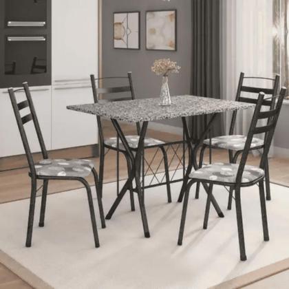 Imagem de Conjunto De Mesa Itália New Com 4 Cadeiras 1,00m Artefamol Dark/Granito