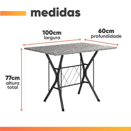 Imagem de Conjunto De Mesa Itália New Com 4 Cadeiras 1,00m Artefamol Dark/Granito