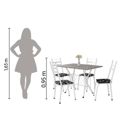 Imagem de Conjunto De Mesa Itália New Com 4 Cadeiras 1,20m Artefamol Branco / Granito