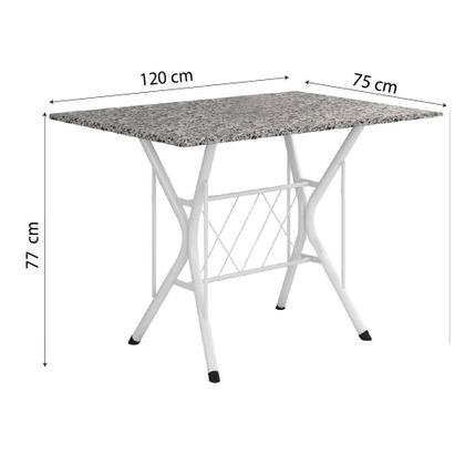 Imagem de Conjunto De Mesa Itália New Com 4 Cadeiras 1,20m Artefamol Branco / Granito