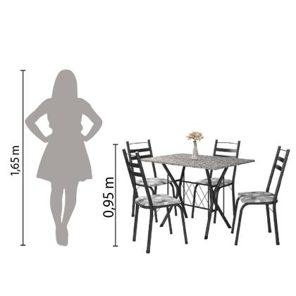Imagem de Conjunto De Mesa Itália New Com 4 Cadeiras 1,20m Artefamol Dark / Granito