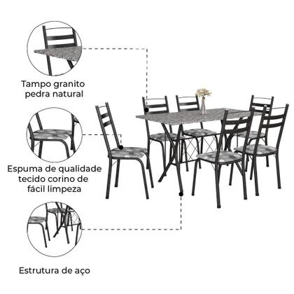 Conjunto De Mesa Itália New Com 6 Cadeiras 1,40m Artefamol Granito / Dark Imagem de Conjunto De Mesa Itália New Com 6 Cadeiras 1,40m Artefamol Granito / Dark