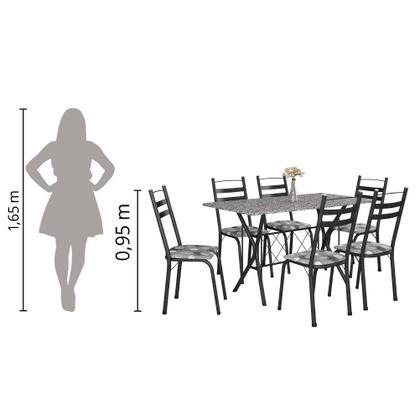 Conjunto De Mesa Itália New Com 6 Cadeiras 1,40m Artefamol Granito / Dark Imagem de Conjunto De Mesa Itália New Com 6 Cadeiras 1,40m Artefamol Granito / Dark