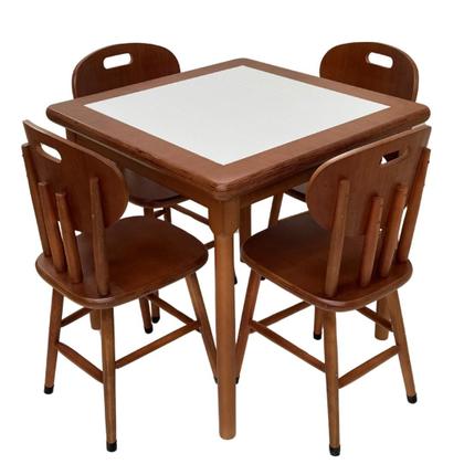 Imagem de Conjunto de Mesa Jantar Mosaico com 4 cadeiras Branco - DG Móveis