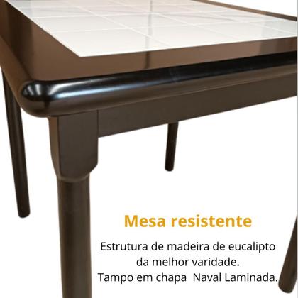 Imagem de Conjunto de Mesa Jantar Mosaico com 4 cadeiras Branco - DG Móveis