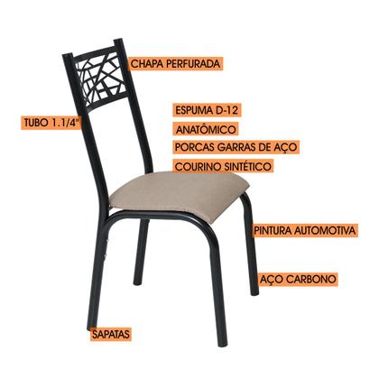 Imagem de Conjunto de mesa jogo sala jantar ciplafe jade flex tampo madeira bp carvalho 1,10m x 0,72m 4 cadeiras tubo preto fosco assento estofado