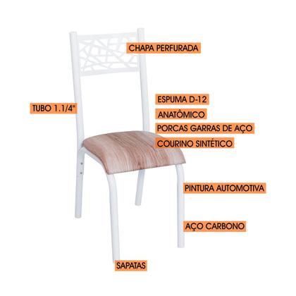 Imagem de Conjunto de mesa jogo sala jantar ciplafe jade slim tampo madeira bp carvalho montreal 0,75m x 0,75m quadrado com 4 cadeiras tubo branco