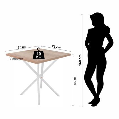 Imagem de Conjunto de mesa jogo sala jantar ciplafe jade slim tampo madeira bp carvalho montreal 0,75m x 0,75m quadrado com 4 cadeiras tubo branco