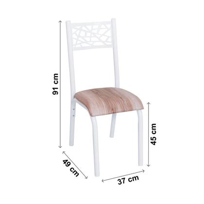 Imagem de Conjunto de mesa jogo sala jantar ciplafe jade slim tampo madeira bp carvalho montreal 0,75m x 0,75m quadrado com 4 cadeiras tubo branco