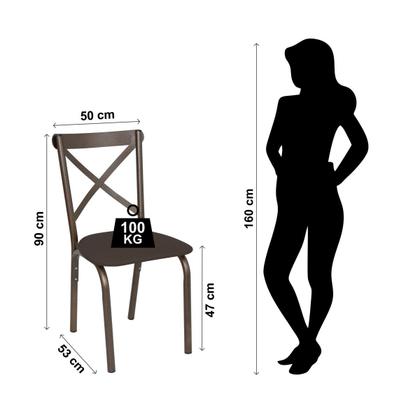 Imagem de Conjunto de Mesa Jogo Sala Jantar Ciplafe Karina x Tampo Madeira bp Amendoa 1,20m x 0,80m Retangular 4 Cadeiras Tubo Bronze Assento Estofado