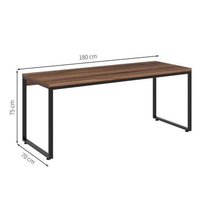 Imagem de Conjunto de Mesa Kuadra Nogal com Cadeira de Escritório Secretária Giratória Light Preta