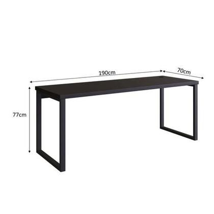 Imagem de Conjunto de Mesa Miguel 190 cm com Cadeira de Escritório Secretária Giratória Light Preta