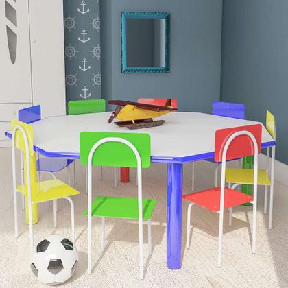 Conjunto de Mesa Oitavada com 8 Cadeiras Good Colorido - Mobly Imagem de Conjunto de Mesa Oitavada com 8 Cadeiras Good Colorido