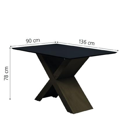 Conjunto De Mesa Para Sala de Jantar Preto Dubai 1,35m MDF com 4 Cadeiras Castanho / Preto - Movale Imagem de Conjunto De Mesa Para Sala de Jantar Preto Dubai 1,35m MDF com 4 Cadeiras Castanho / Preto