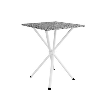 Imagem de Conjunto de Mesa Quadrada com Tampo Granito e 4 Cadeiras Léia Revestimento Sintético Branco e Cacau